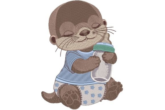 Baby Otter with Bottle of Milk