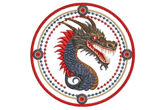 Blue Chinese Dragon in Frame