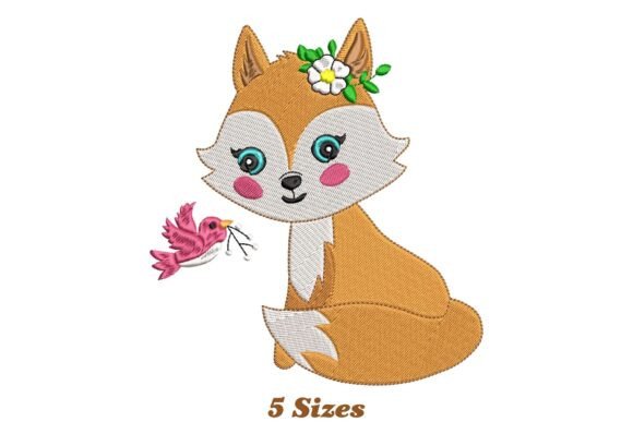 Floral Fox with Bird