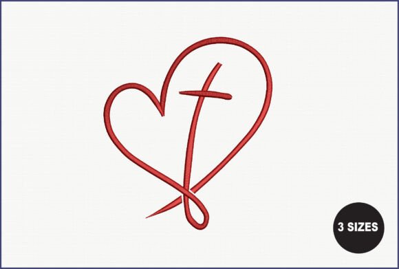 Heart with Cross Embroidery Design