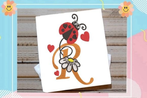 Ladybug R Letter Monogram