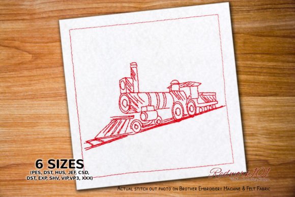 Steam Locomotive Embroidery Design