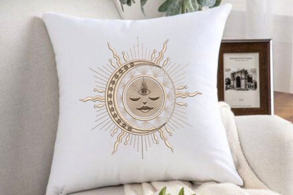 Sun with Face Moon and Star