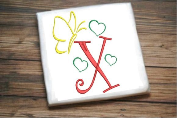 X Letter Love Butterfly Monogram